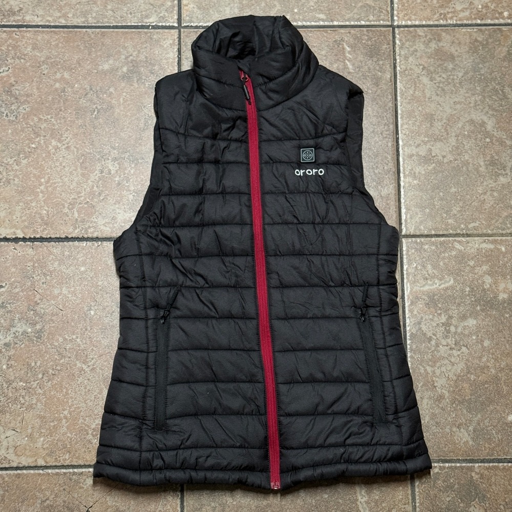 Ororo Heated Puffer Vest Quilted Nylon Full Zip Black Insulated Lined Size S